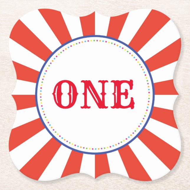 Circus Niedlich Colorful 1. Geburtstag Party Thema Untersetzer (Vorderseite)