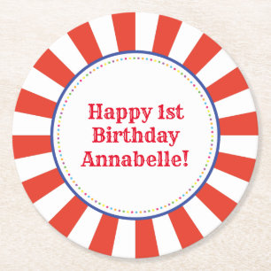 Circus Niedlich Kidds Geburtstagsparty Vintag Runder Pappuntersetzer