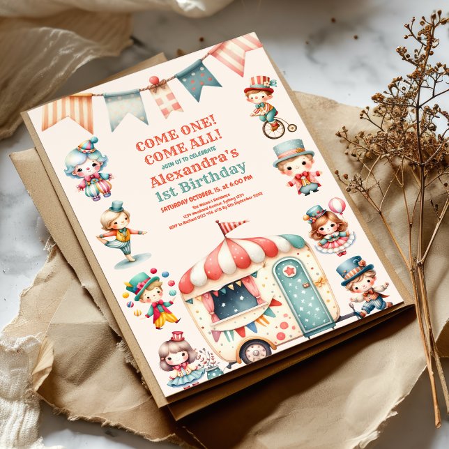 Circus Party für den 1. Geburtstag Einladung (Von Creator hochgeladen)