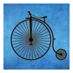 Circus Penny Farthing Bike on Blue Parchment Fotodruck
