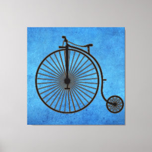 Circus Penny Farthing Bike on Blue Parchment Leinwanddruck
