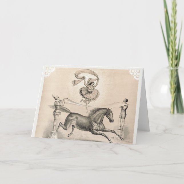 Circus Performer springen über eine große Schleife Karte (Vorderseite)