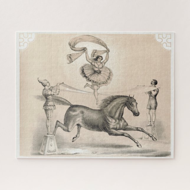 Circus Performer springen über eine große Schleife Puzzle (Horizontal)