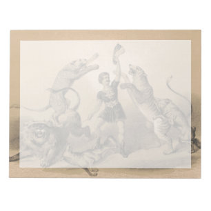 Circus Performer Stehend unter vicious Animals Notizblock