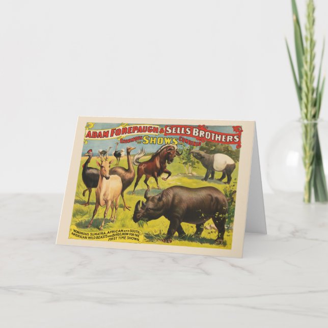Circus Poster für Adam Forepaugh & Sells Brothers Karte (Vorderseite)
