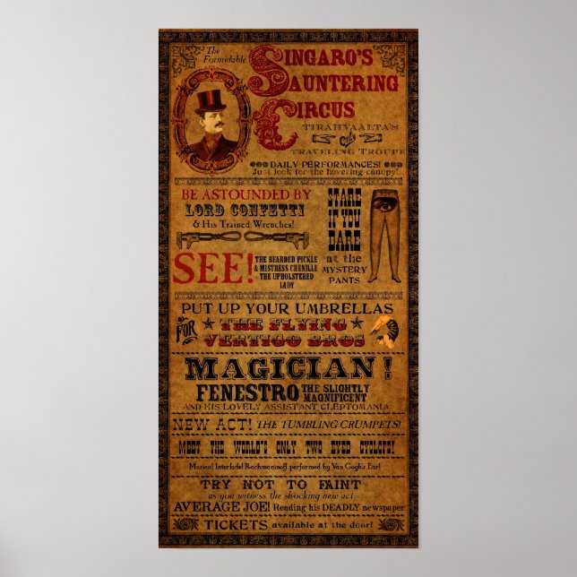 Circus Poster für Tirahvaalta 10" x 20" (Vorne)