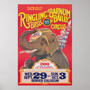 Circus Poster - Ringling Bros Advert Denver, CO.