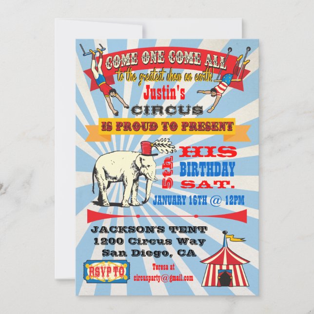 Circus Poster Style Party Einladungen (Vorderseite)