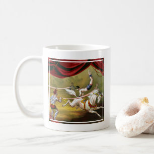 Circus Poster zeigt Acrobat Darstellend auf Pferd. Kaffeetasse