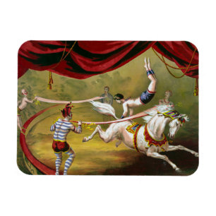 Circus Poster zeigt Acrobat Darstellend auf Pferd. Magnet