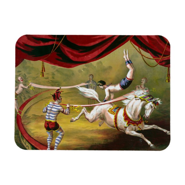 Circus Poster zeigt Acrobat Darstellend auf Pferd. Magnet (Horizontal)