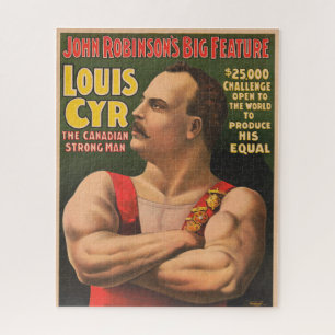 Circus Poster zeigt Louis Cyr mit überquerten Waff Puzzle