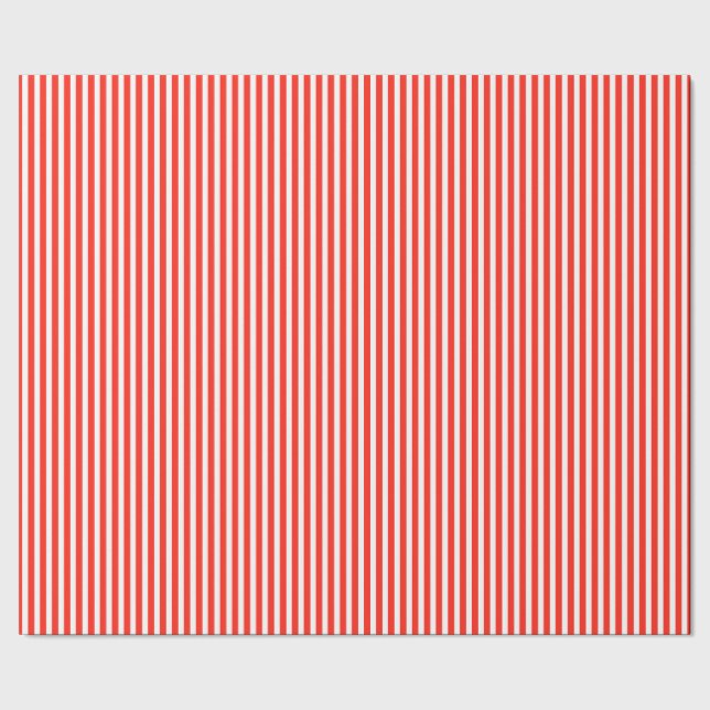 Circus Red and White Cabana Stripes Geschenkpapier (Saum)