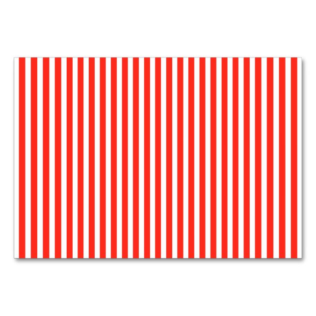 Circus Red and White Cabana Stripes Tischnummer (Vorderseite)