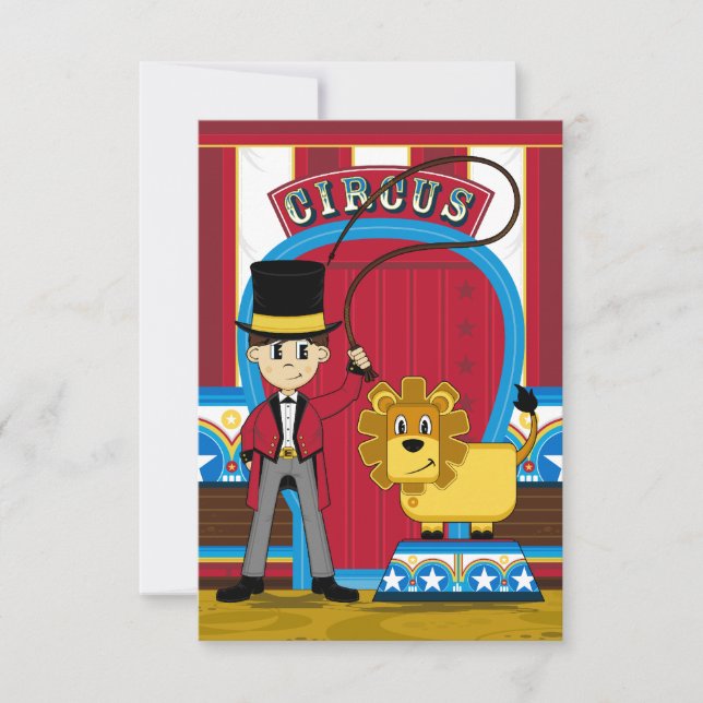 Circus Ringmaster and Lion RSVP Card (Vorderseite)