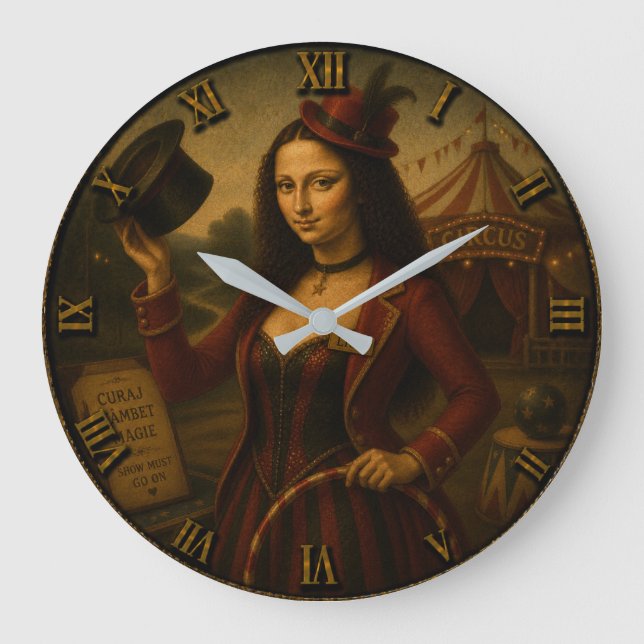 Circus Ringmaster Funny Mona Lisa Circus Performer Große Wanduhr (Vorderseite)