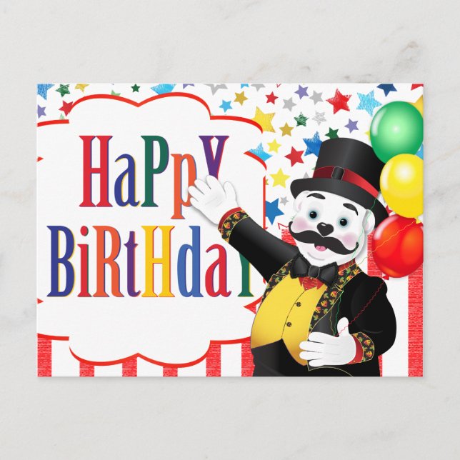 Circus Ringmaster Polar Bär Kindergeburtstag Postkarte (Vorderseite)
