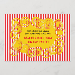 Circus Stripes Fun Swirl Geburtstagsparty Einladun Einladung