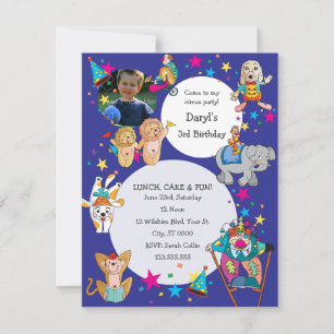 Circus Theme Children's Birthday Party Invitation Einladung