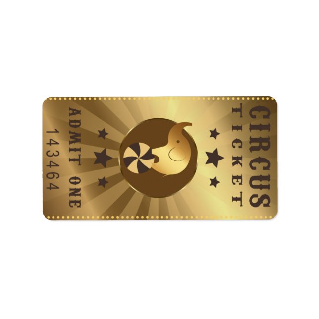 Circus Ticket Einlass eines Elefanten der Geburtst Adressaufkleber (Vorne)