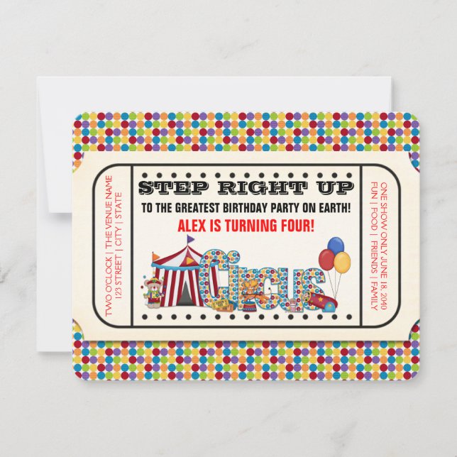 Circus Ticket Geburtstagsparty Einladung (Vorderseite)
