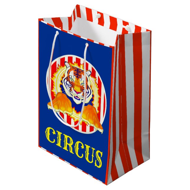 Circus Tiger Geschenktasche Mittlere Geschenktüte (Vorderseite Schrägansicht)