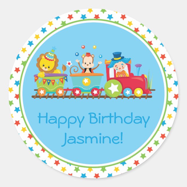 Circus Train | Zugwagen | PERSONALISIERT Runder Aufkleber (Vorderseite)