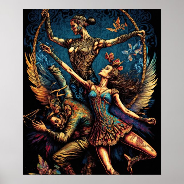 Circus Trapeze Artists Performer Cirque Vaudeville Poster (Vorne)