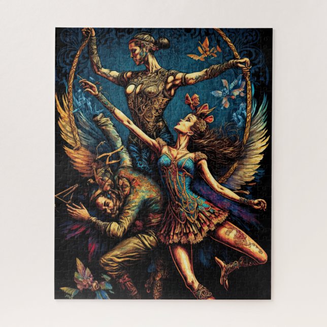 Circus Trapeze Artists Performer Cirque Vaudeville Puzzle (Vertikal)