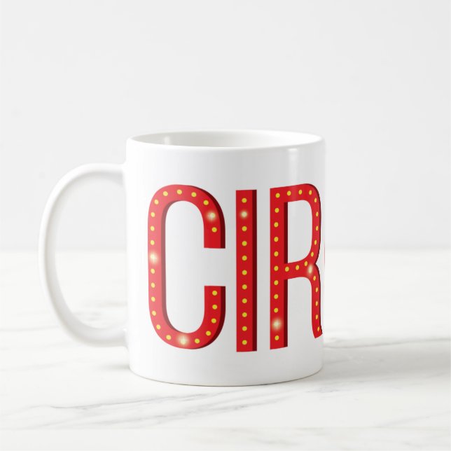 Circus Typografy Karneval Letters Personalisiert Tasse (Links)