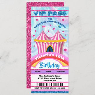 Circus VIP Pass Tickets Geburtstag Einladung