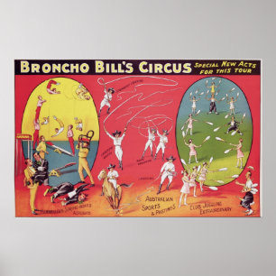 Circus von Broncho Bill, Birmingham c.1890-1910 Poster