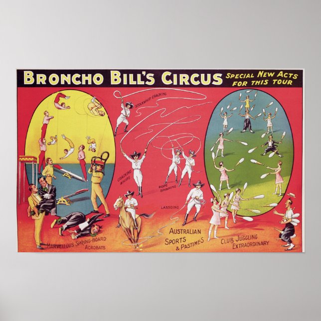 Circus von Broncho Bill, Birmingham c.1890-1910 Poster (Vorne)