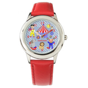 Circus Zelt Cartoon Clowns & Tiere Personalisiert Armbanduhr