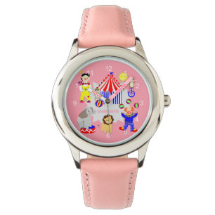 Circus Zelt Cartoon Clowns & Tiere Personalisiert Armbanduhr