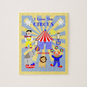 Circus Zelt Cartoon Clowns & Tiere Personalisiert Puzzle