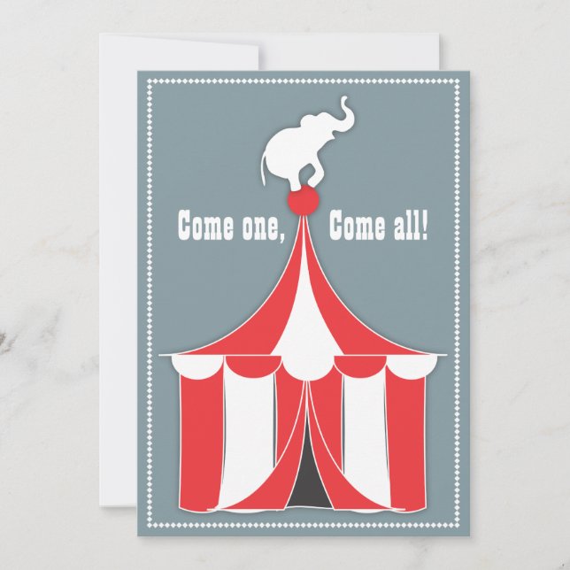 Circus Zent & Elephant Kindergeburtstag Party Einladung (Vorderseite)