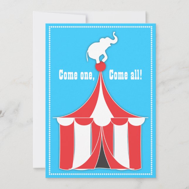 Circus Zent & Elephant Kindergeburtstag Party Einladung (Vorderseite)
