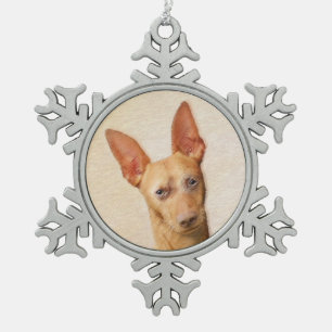 Cirneco dell’Etna Malerei - Niedliche Original H Schneeflocken Zinn-Ornament