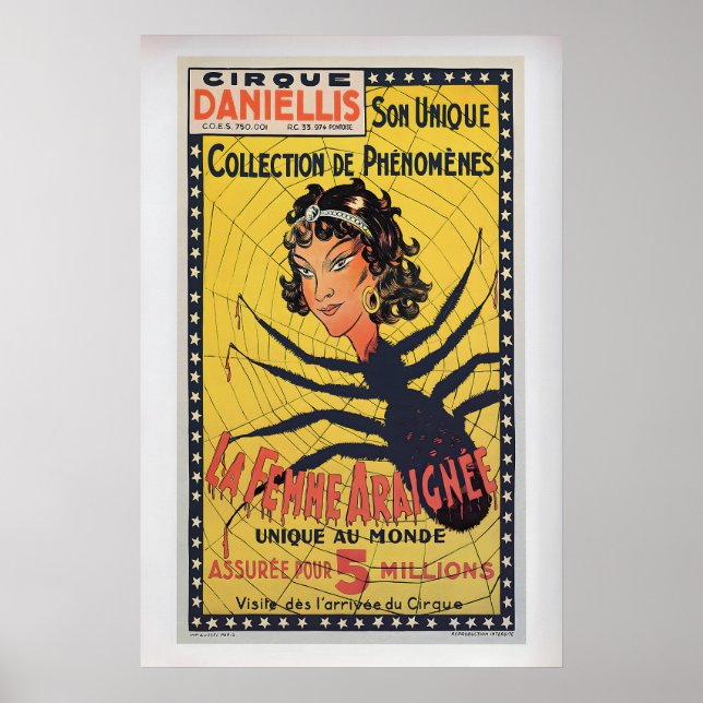 Cirque Daniellis, the Spider Woman  Vintage Circus Poster (Vorne)