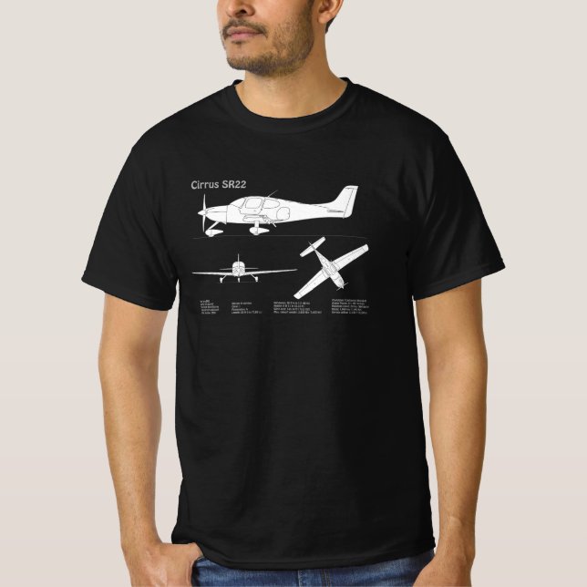 Cirrus SR22 - Flugzeugherstellungspläne für Zeichn T-Shirt (Vorderseite)