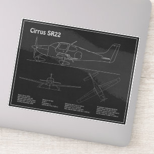 Cirrus SR22 - Flugzeugkonzept Zeichnend Pläne PD Aufkleber