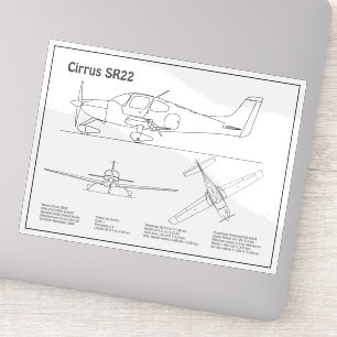 Cirrus SR22 - Flugzeugkonzeption Zeichnend Pläne B Aufkleber