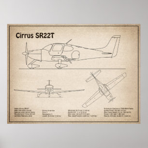 Cirrus SR22T - Flugzeugkonzept Zeichnend Pläne SD Poster