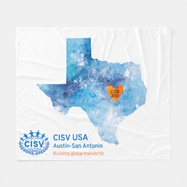 CISV Austin Herz von Texas Blanket Fleecedecke (Vorderseite (Horizontal))