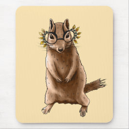 Cite Chipmunk Hippie Glasses Mousepad