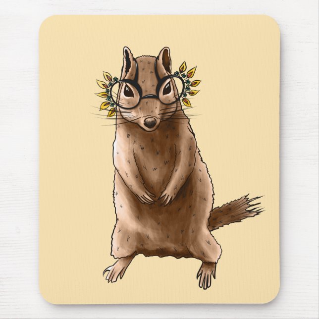 Cite Chipmunk Hippie Glasses Mousepad (Vorne)