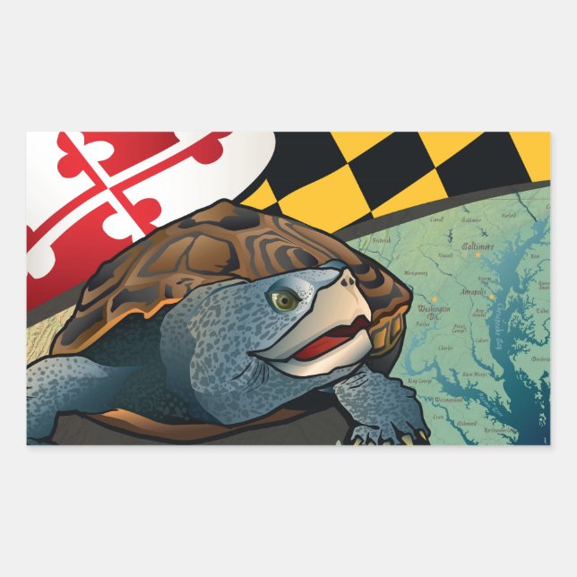 Citizen Terrapin, Maryland-Schildkröte Rechteckiger Aufkleber (Vorderseite)