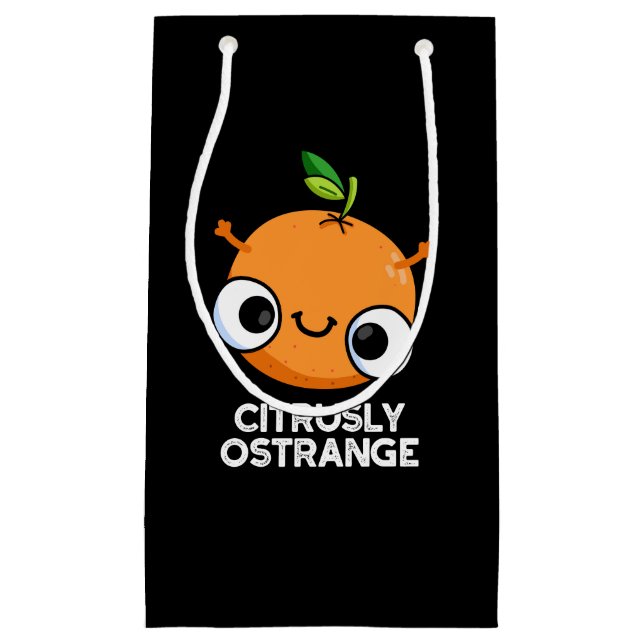 Citrely Ostrange Funny Strange Orange Pun Dark BG Kleine Geschenktüte (Vorderseite)
