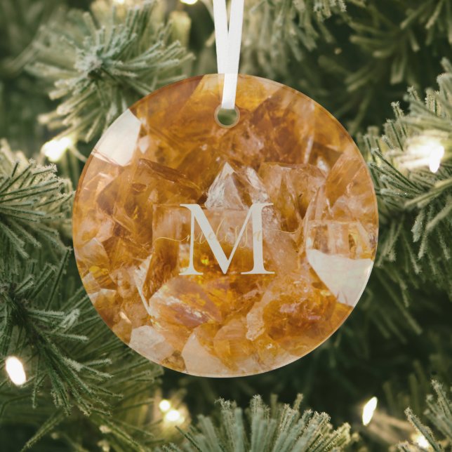 Citrine Birthstone Monogram Personalisiert Name Ornament Aus Glas (InSitu)